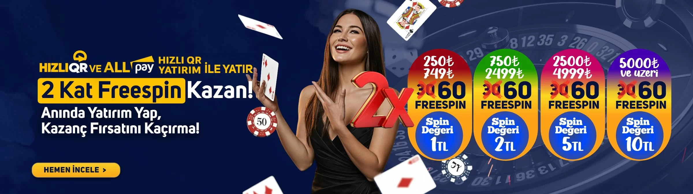 Vegabet QR ve AllPay ile yatırım yapana 2 kat freespin promosyonu